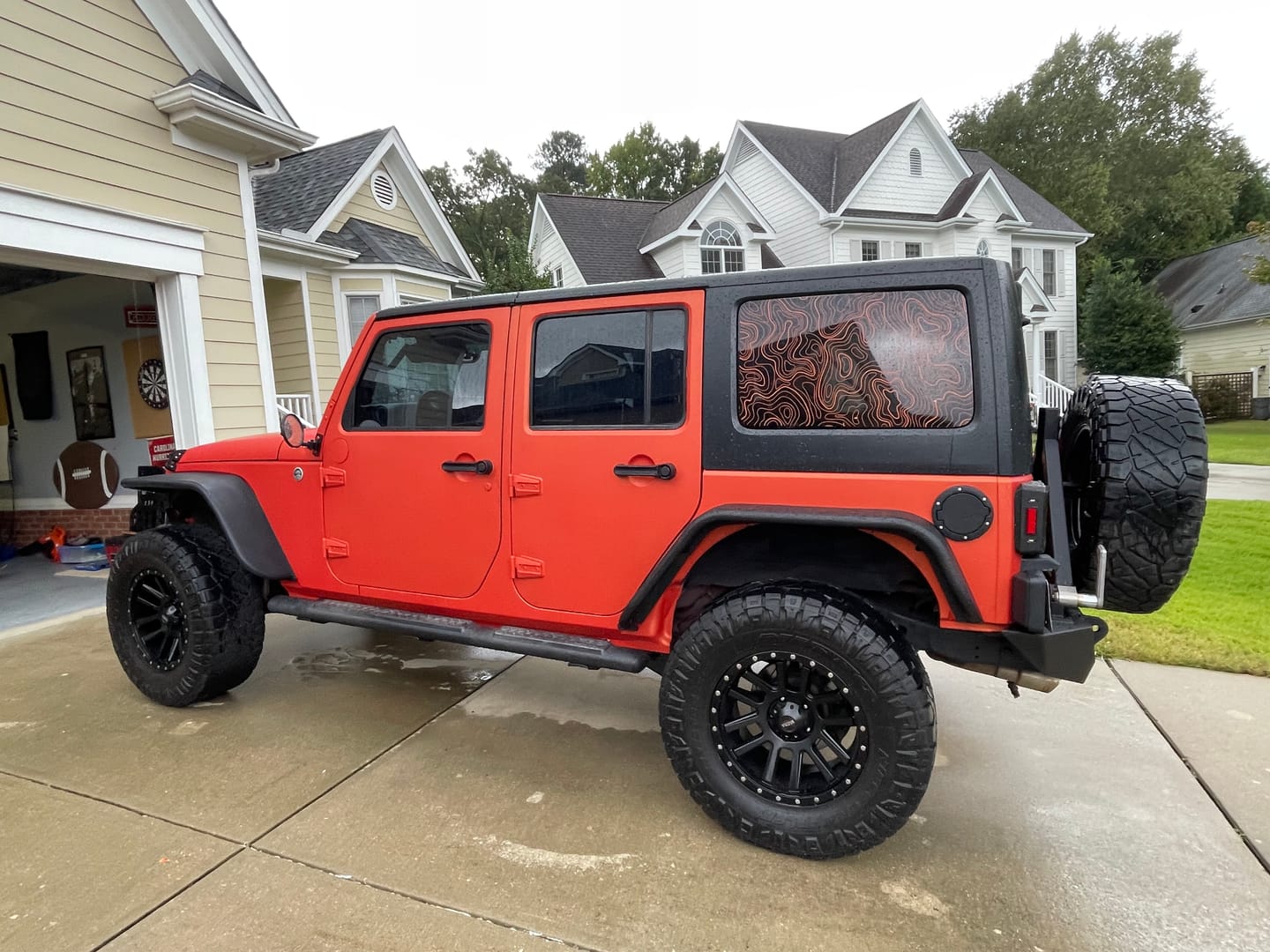 Customer photo review of Topographic Window Graphic for Wrangler Hard Top | Set of 2