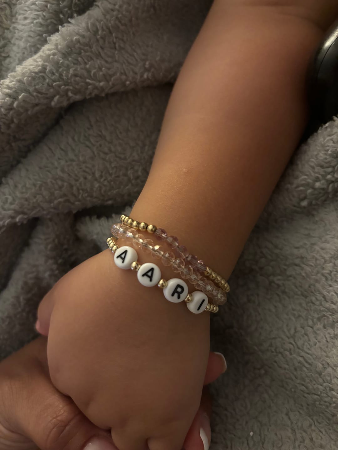 Customer photo review of Custom Letter Bracelet (3MM+6MM beads)