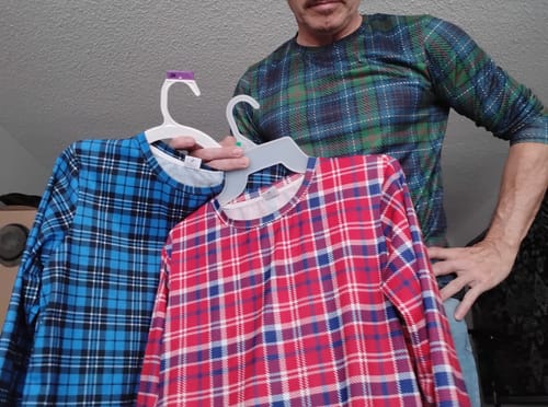 Customer photo review of Blue And Green Tartan Pattern Print Men's Long Sleeve T-Shirt