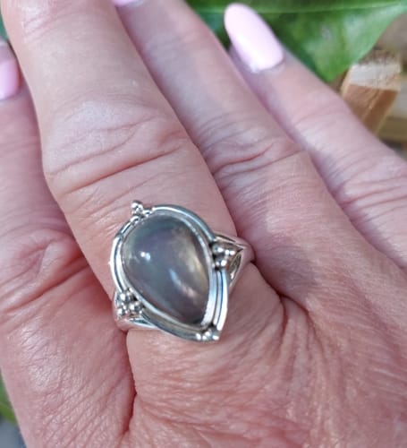 Customer photo review of Opal Teardrop Ring Sterling Silver