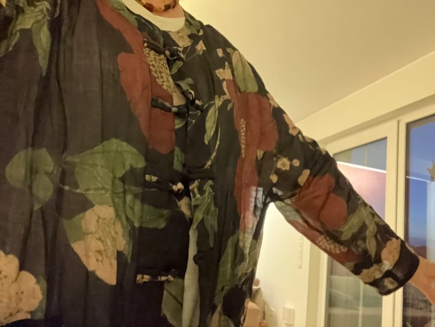 Customer photo review of Plus Size Women Vintage Flower Print Ramie Spring Long Shirt