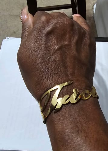 Customer photo review of Personalized Name Bangle