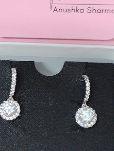 Customer photo review of Silver Zircon Drizzle Drop Earrings