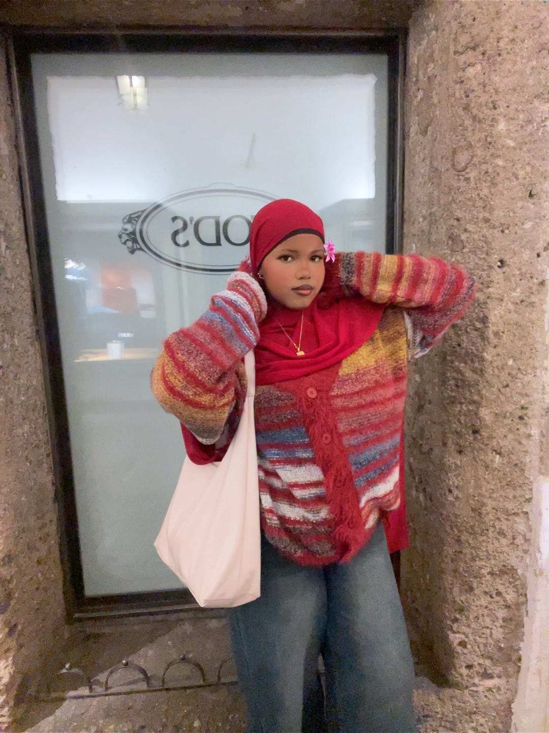 Customer photo review of Aelfric Eden Fringe Stripe Cardigan