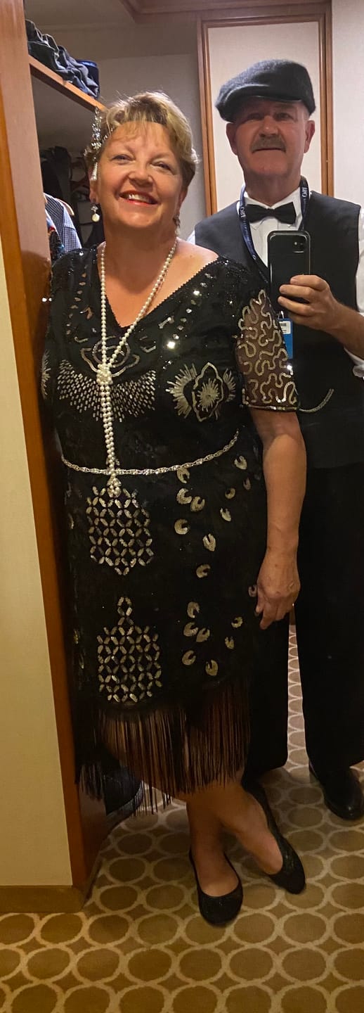 Customer photo review of Silver Rhinestone & Pearl Gatsby Headpiece