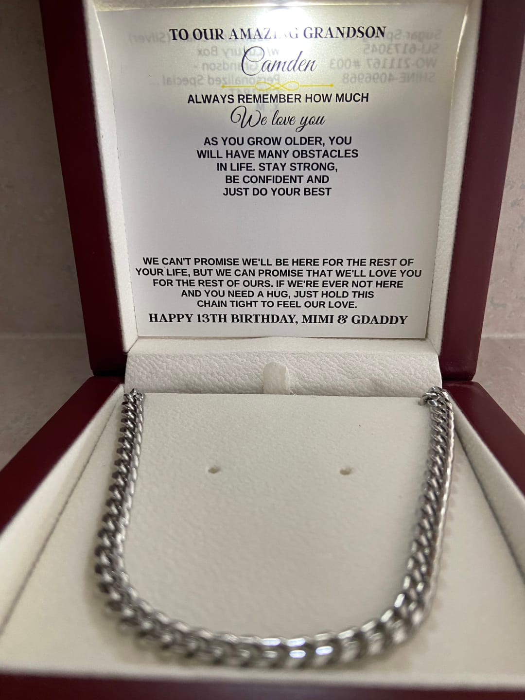 Customer photo review of For Grandson - Personalized Special Gift Set - SS258P