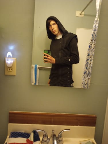 Customer photo review of Trendy Men's Zipper Fit Drawstring Long Hoodie