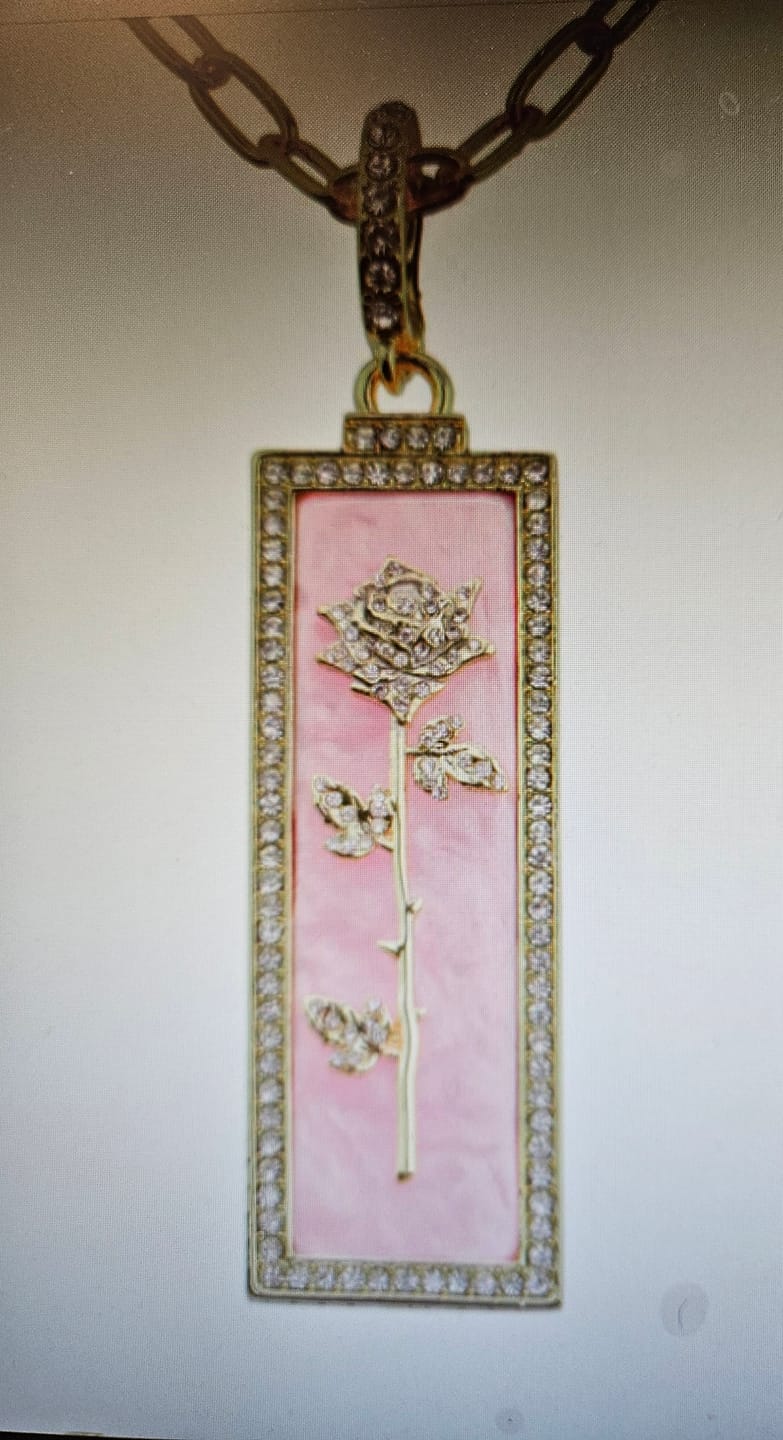 Customer photo review of Heidi Daus®"Flower Of The Moment" Crystal & Enamel Chain Enhancer Floral Necklace