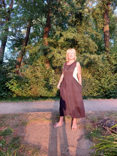 Customer photo review of Modisches ärmelloses patchworkkleid mit tasche