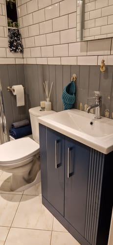 Customer photo review of Nuie Deco 600mm Floor Standing 2 Door Vanity & Basin 1 - Satin Blue