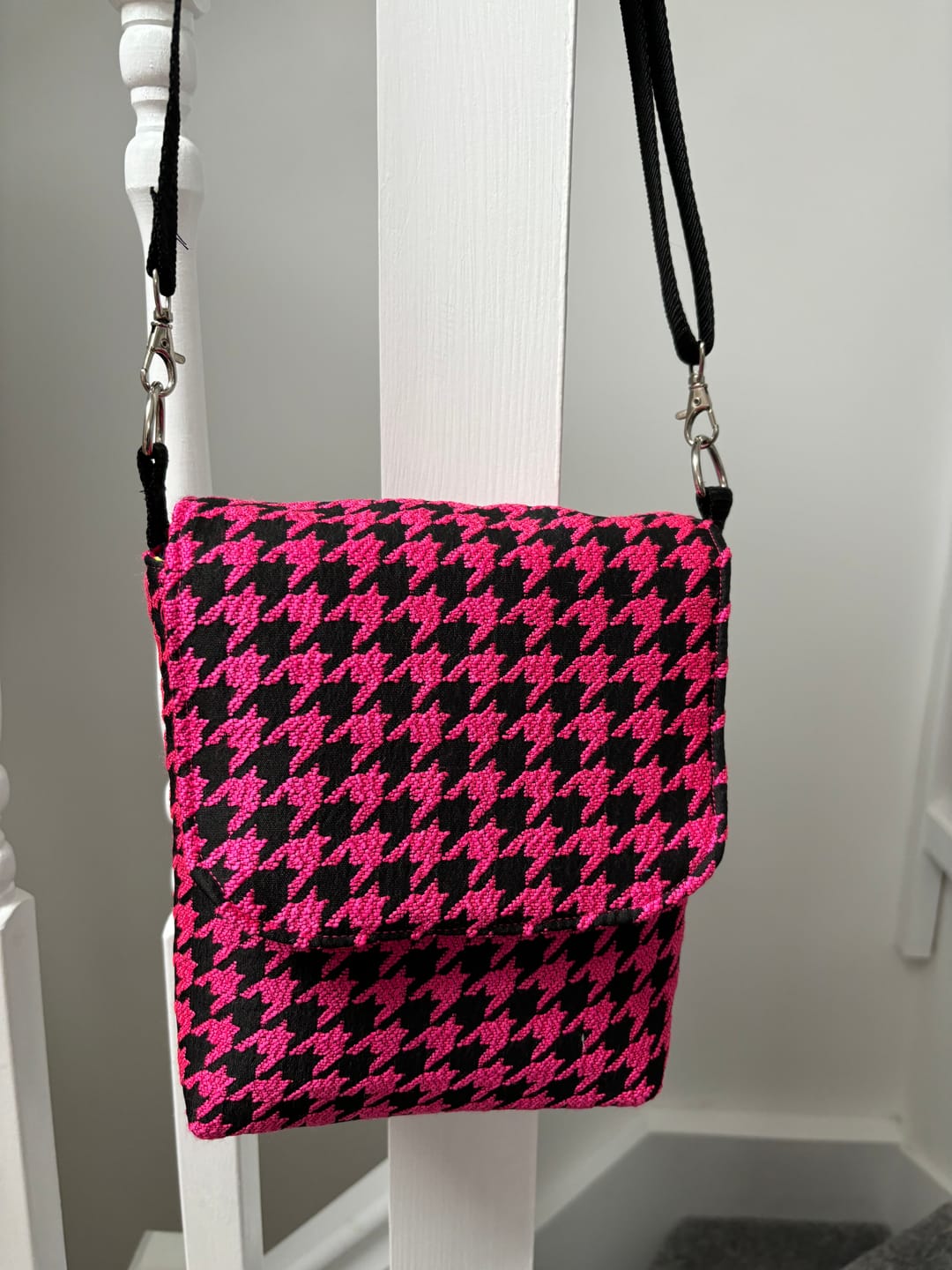 Customer photo review of Hot Pink and Black Houndstooth Coating Fabric