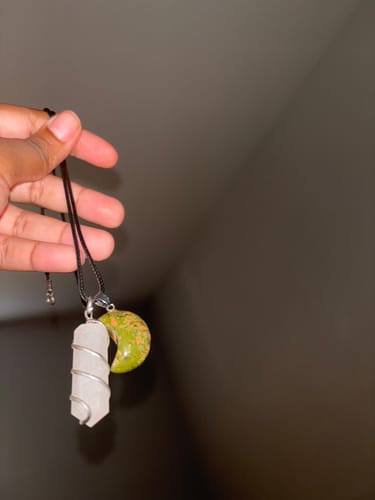 Customer photo review of Unakite Moon Pendant