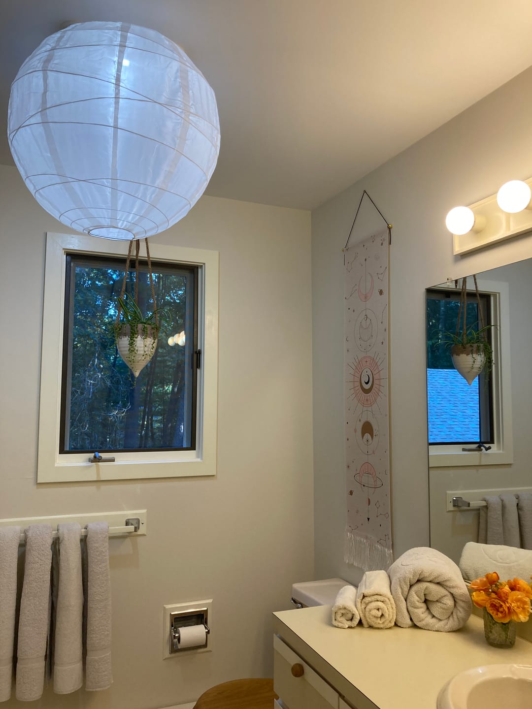 Customer photo review of 20" Irregular Ribbed White Shimmering Nylon Lantern, Durable, Hanging