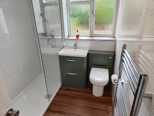 Customer photo review of Pride 1150mm 2-Drawer Vanity & WC Combination Unit Set - Satin Green