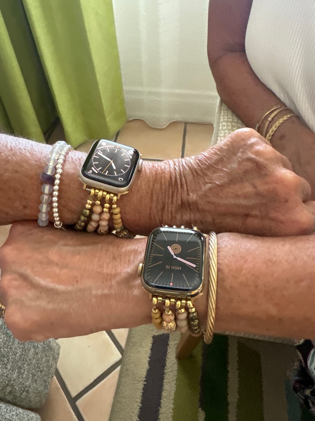 Customer photo review of Golden Tree of Life Jasper Stretch Watch Strap