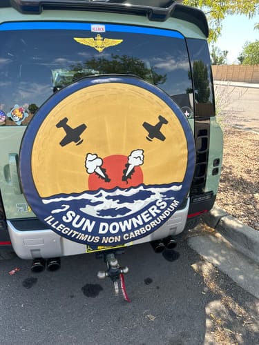 Customer photo review of Custom Spare Tire Cover for Jeep, RV, Bronco Camper, Trailer, & More