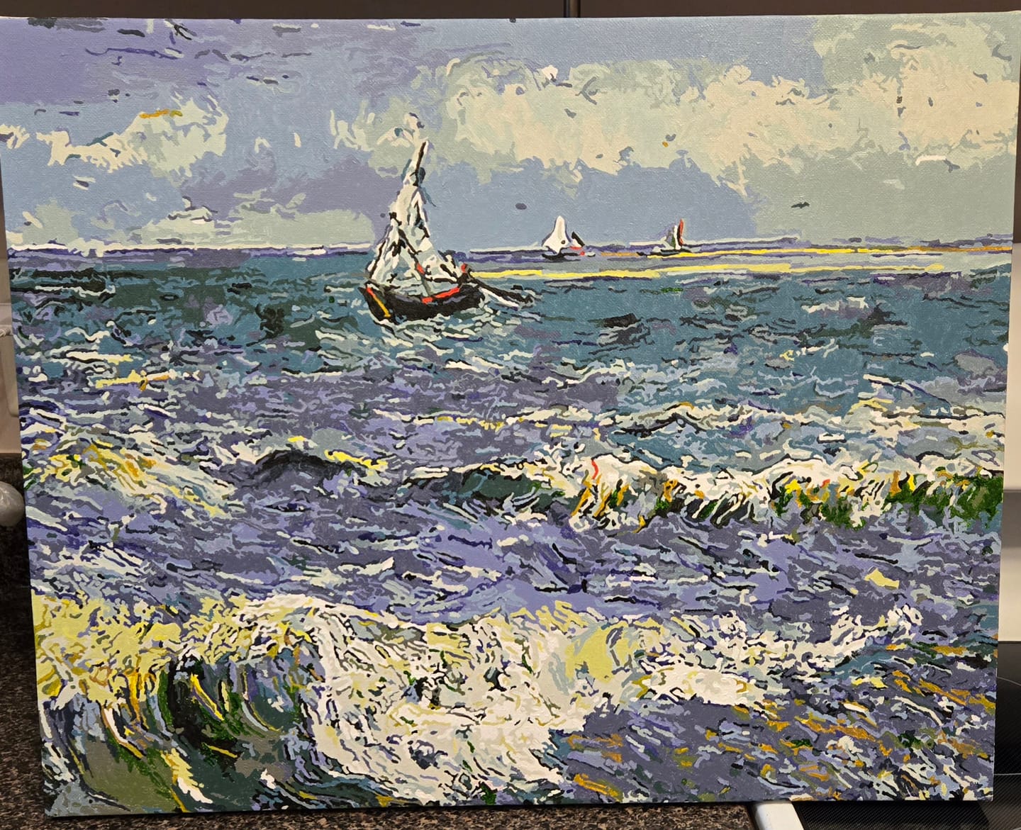 Customer photo review of The Sea at Les Saintes - Vincent Van Gogh - Paint by Numbers