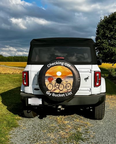 Customer photo review of Custom Spare Tire Cover for Jeep, RV, Bronco Camper, Trailer, & More