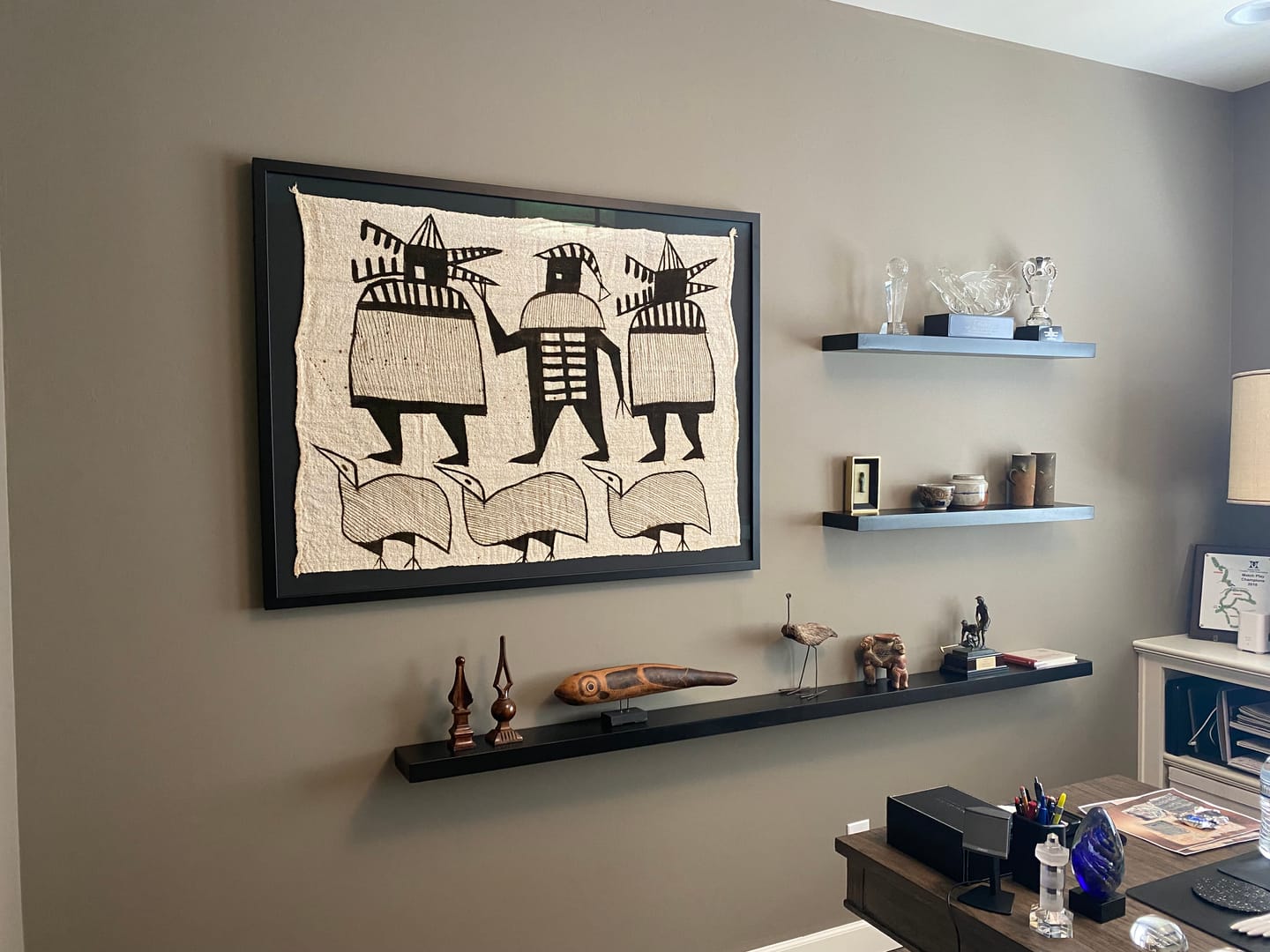 Customer photo review of Black & White Maple Floating Shelves