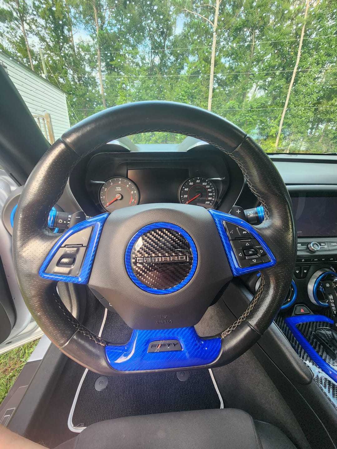 Customer photo review of Camaro 2016-2024 Carbon Fiber Steering Wheel Airbag Center Overlay