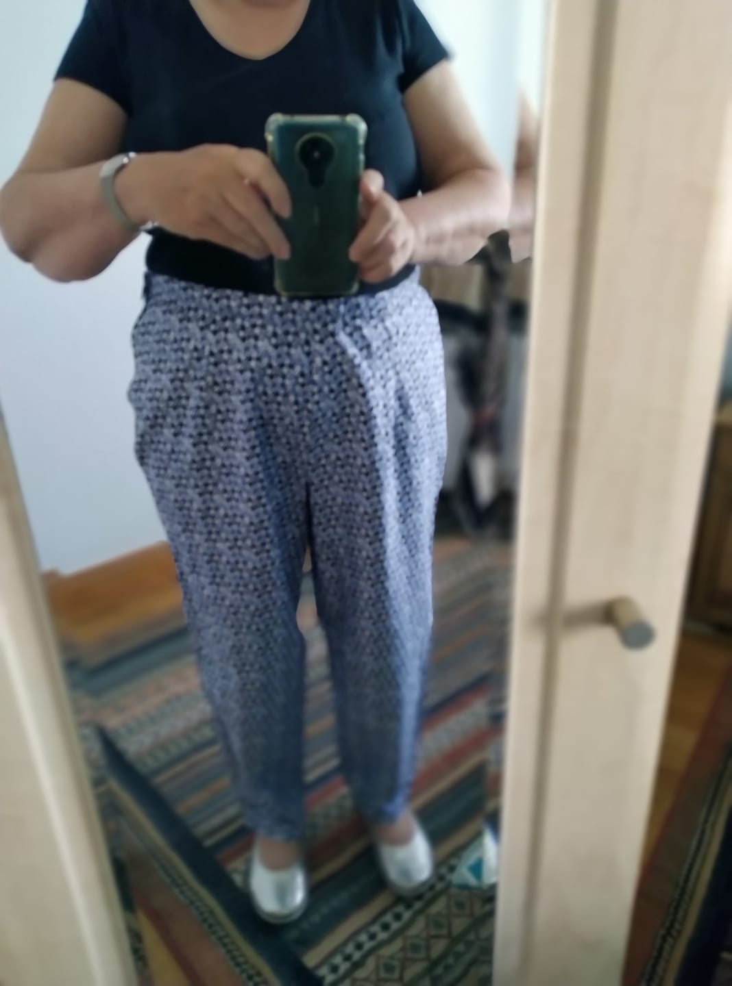 Customer photo review of Abstract Blue Tiles Cotton Sateen Fabric