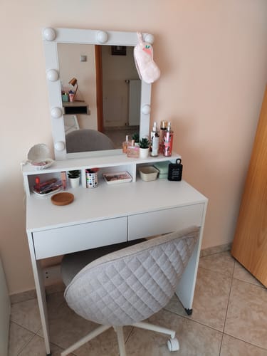 Customer photo review of Τραπέζι Μπουντουάρ Μακιγιάζ Μεικαπ Τουαλέτας Κρεβατοκάμαρας Καθρέφτης Λευκό με Φωτισμό LED Ρυθμιζόμενη Φωτεινότητα RD-T114W01