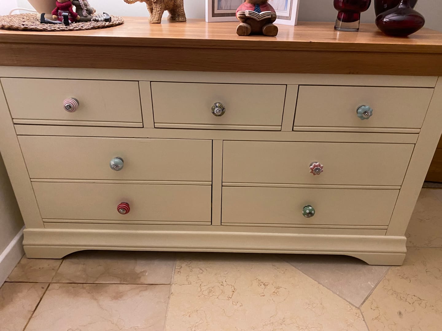 Customer photo review of Ceramic Cupboard Door Knobs in Hand Painted Pastel Shades - Choose Your Quantity
