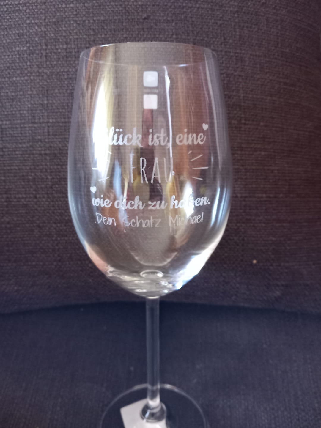Customer photo review of Glück ist - Personalisiertes Weinglas