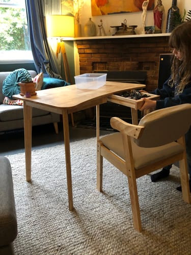 Customer photo review of Kids Study Desk Chair Draylen Natural Color Solid Wood Study Desk with Drawers/Rubberwood/Curved/1M/1.2M and Chair