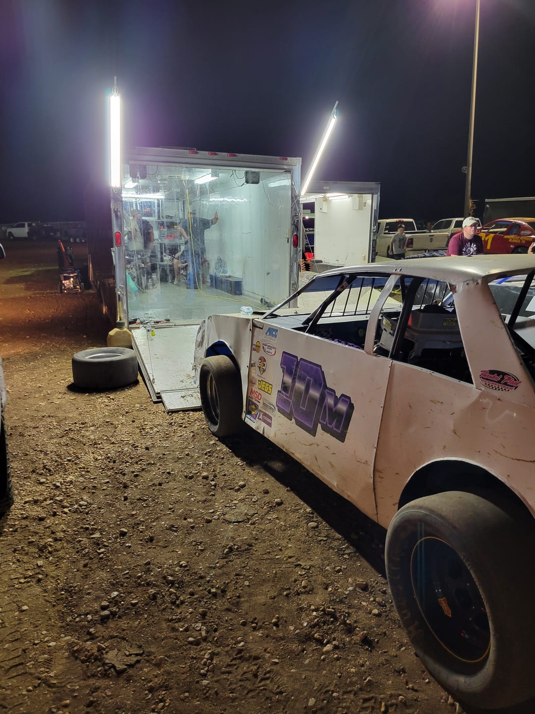 Customer photo review of Racing Trailer Pit Light – Dual 5 Foot Pole 20,000 Lumens