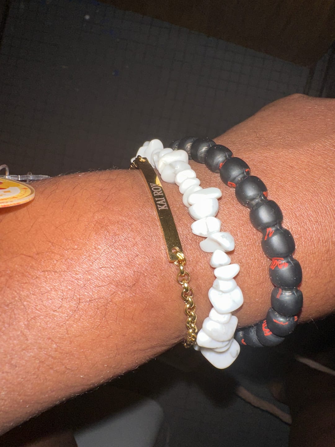 Customer photo review of Engraved Bar Bracelet
