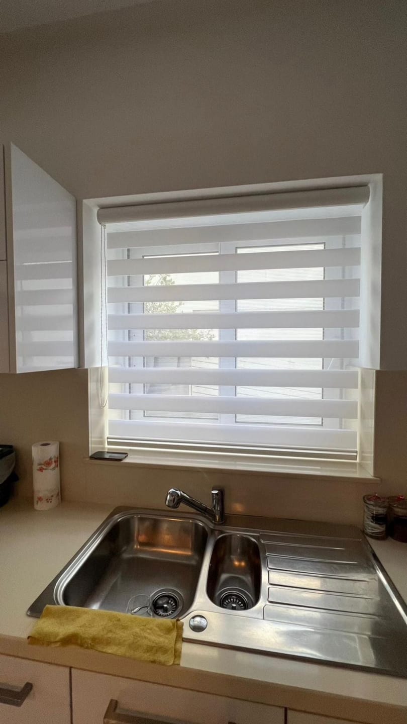 Customer photo review of Bliss Porcelain White Day & Night Blinds