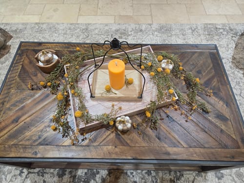 Customer photo review of Fall Garden Hanging Greenery ~ Mustard