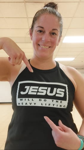 Customer photo review of Jesus will do the heavy lifting (Faith Collection)