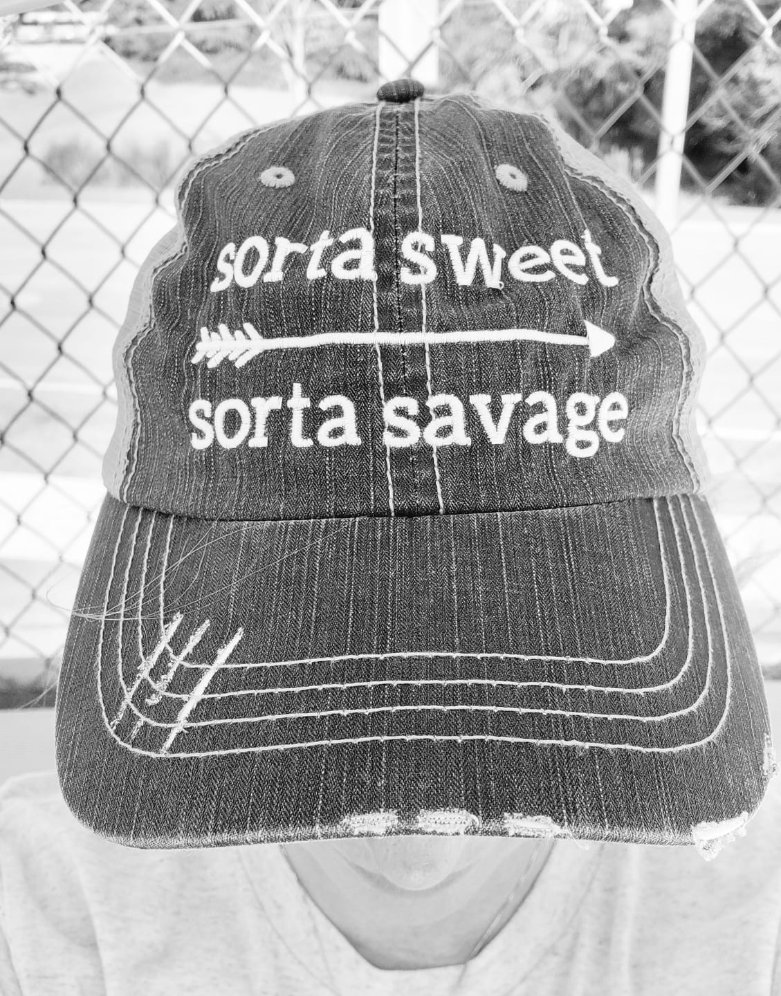 Customer photo review of Sorta Sweet Sorta Savage Trucker Hat