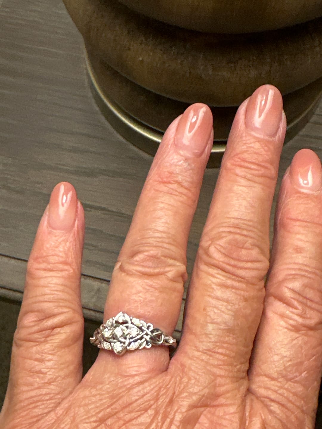 Customer photo review of Celtic Knot Moissanite Cluster Engagement Ring