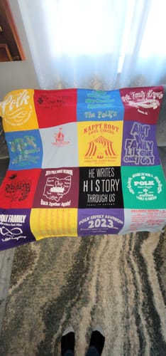 T-shirt quilt with family, history themes by Lisa from FL