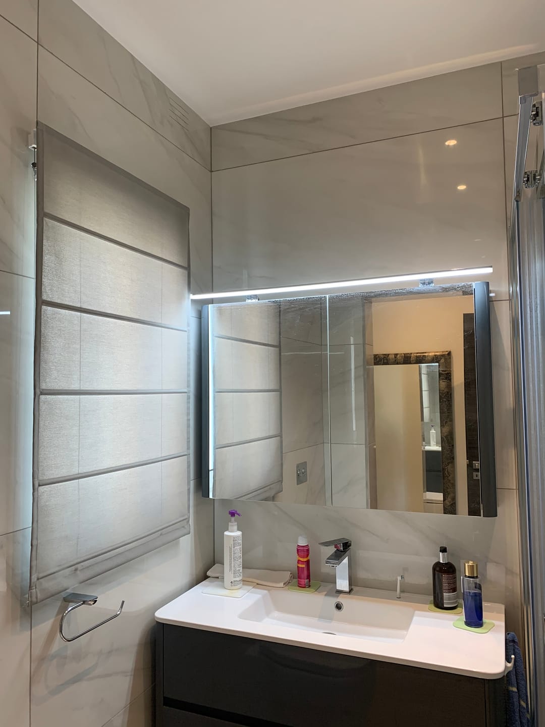 Customer photo review of Barcelona Pale Beige Roman Blinds