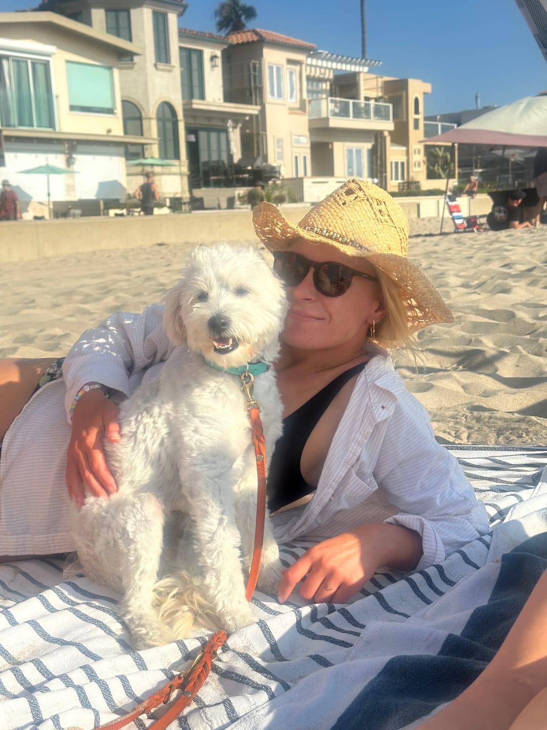 Customer photo review of Pet Bowl Mat with Fringe - Ophelia // Personalization: Dudley