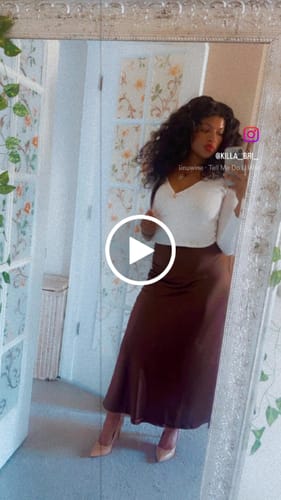 Customer video review of Ophelia Satin Slip Midi Skirt - Brown