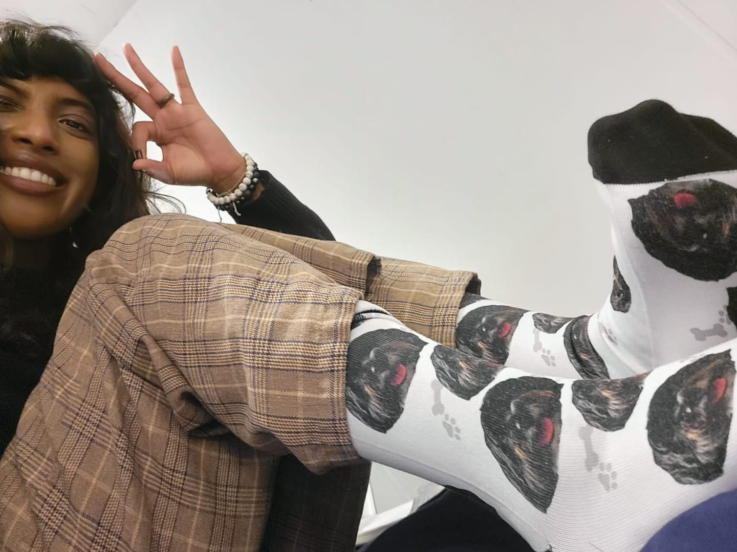 Customer photo review of FaceSock | Custom Dog Socks With Photo