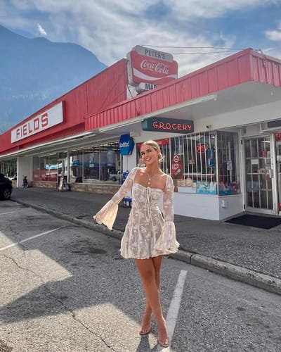 Customer photo review of Anissa Vintage Lace Mini Dress