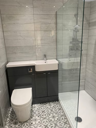 Customer photo review of Hudson Reed Fusion 1000mm Combination Unit & Right Hand Semi Recessed Basin -  Gloss Grey - CBI945
