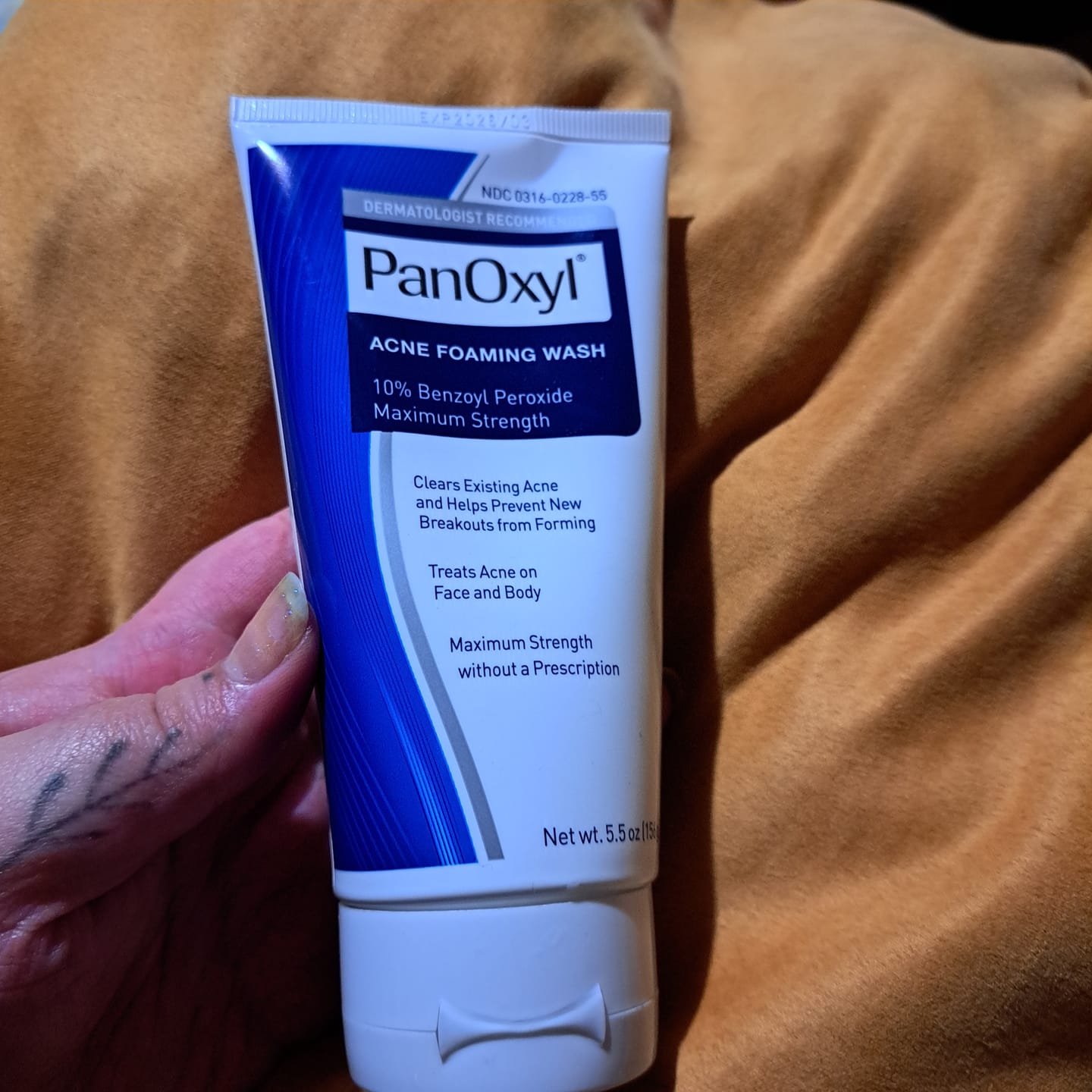 Customer photo review of PanOxyl Maximum Strength Antimicrobial Acne Foaming Wash for Face