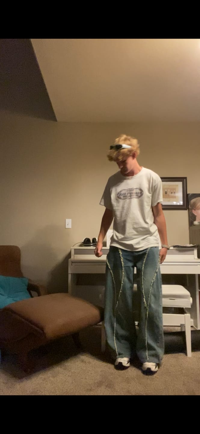 Customer photo review of Aelfric Eden Baggy Fringe Jeans