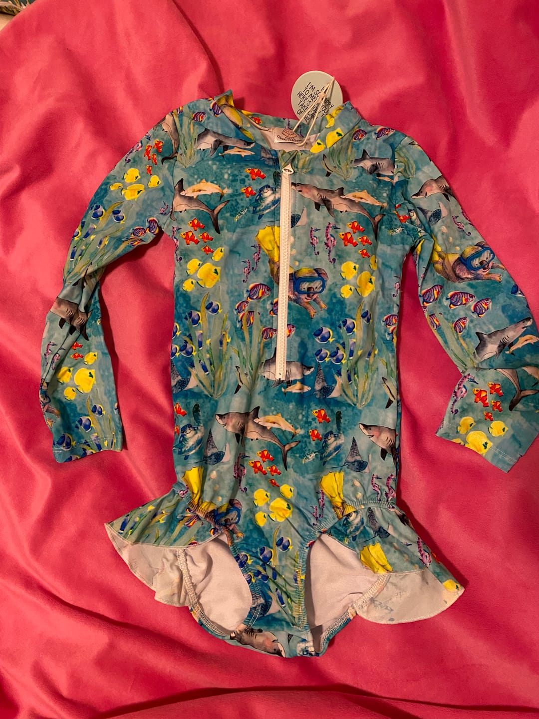 Customer photo review of Great Barrier Reef Girls Long Sleeve Zip Swimmers