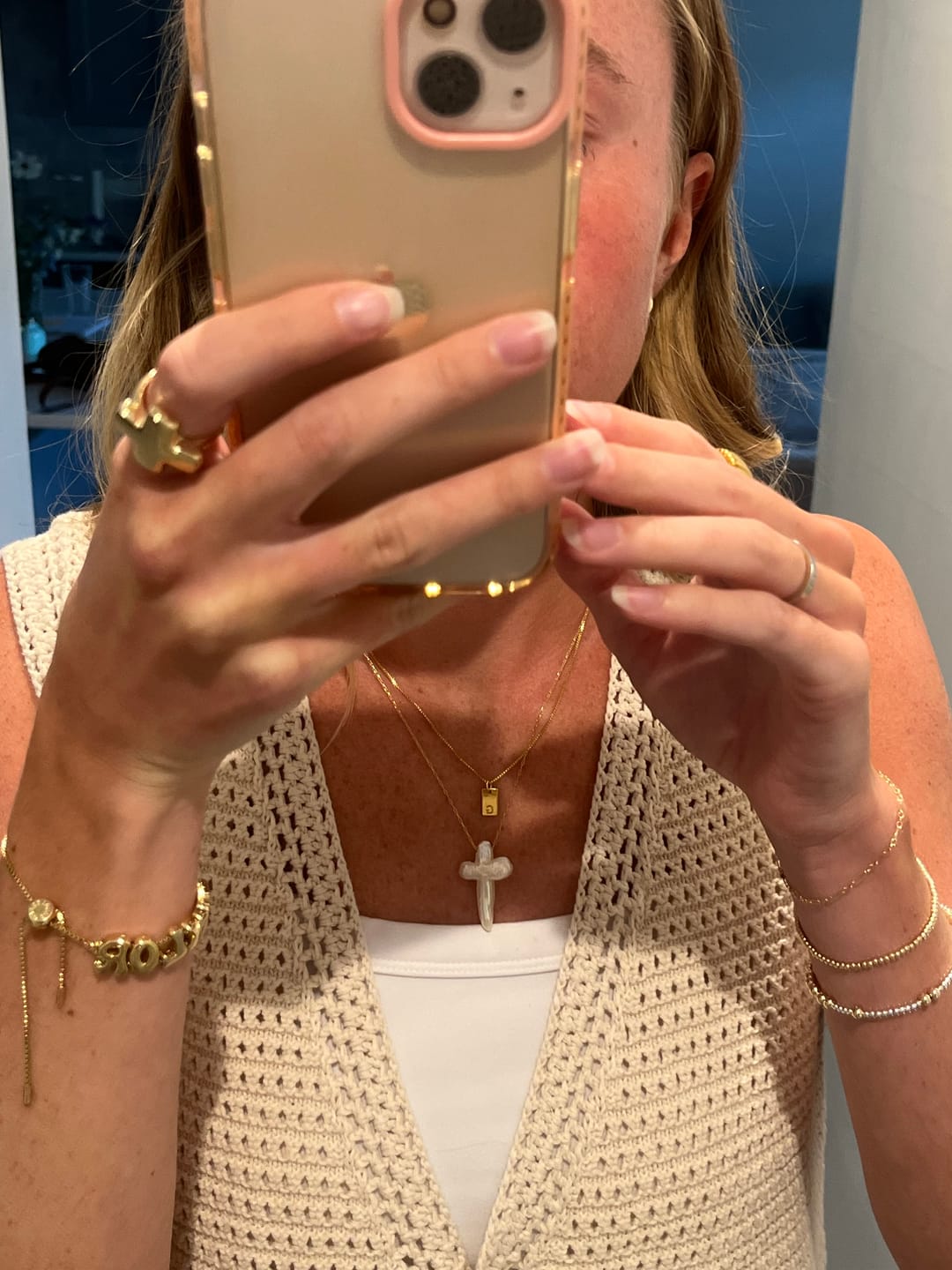 Customer photo review of Pearl Cross Necklace - Imperfect Batch