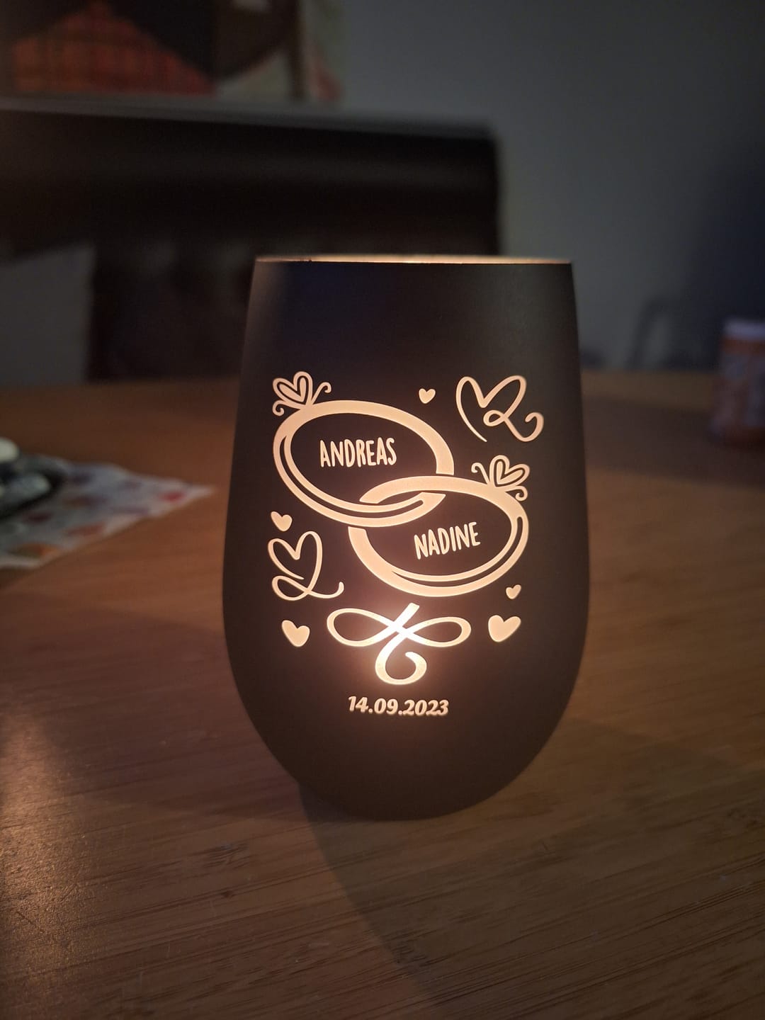 Customer photo review of Unsere Herzen - Paar-Windlicht
