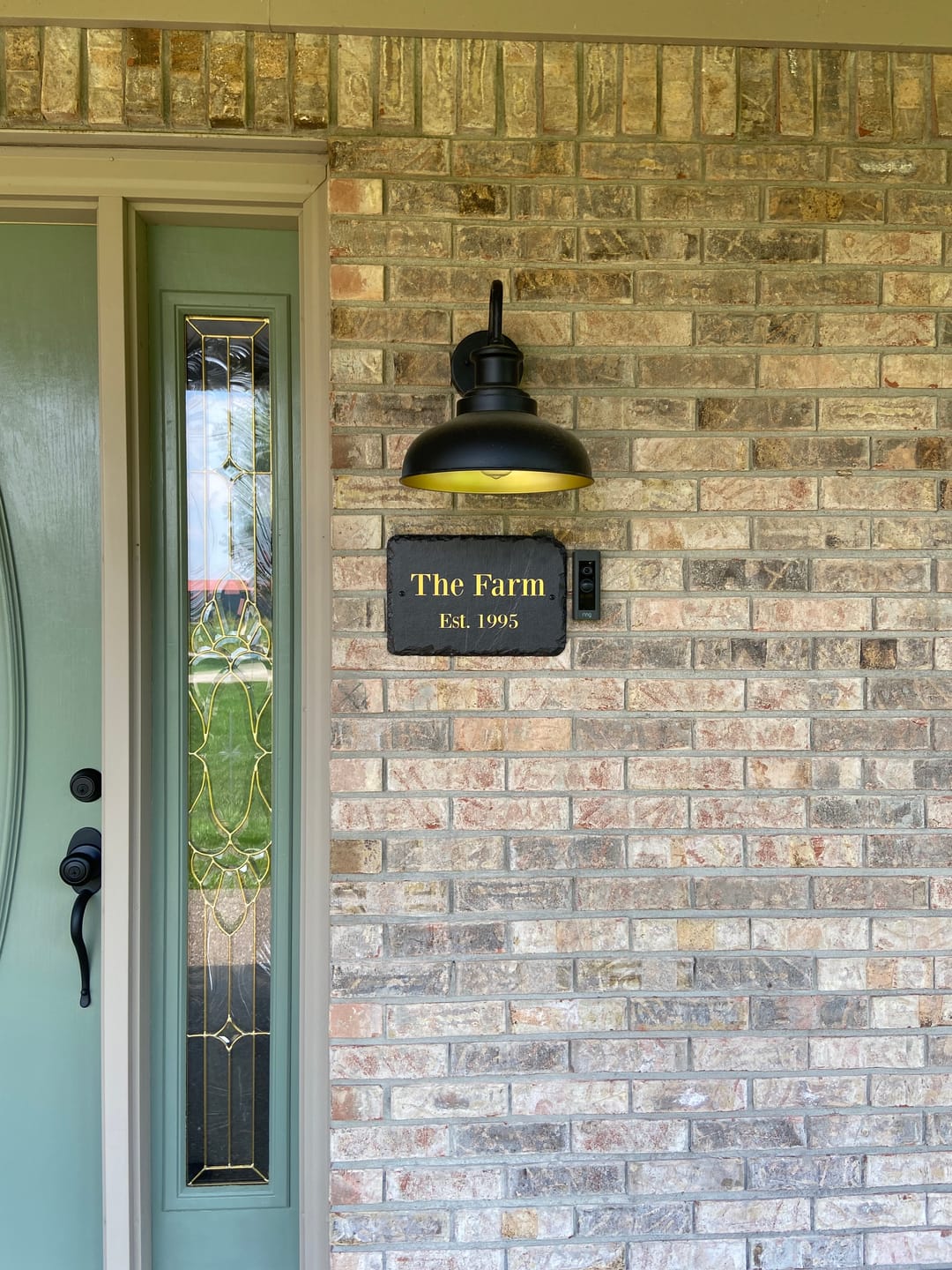 Customer photo review of Customizable Slate Home Address House Sign - Gold, Silver or White Embossed Effect on Black, Brown or Blue - Handmade and Personalized