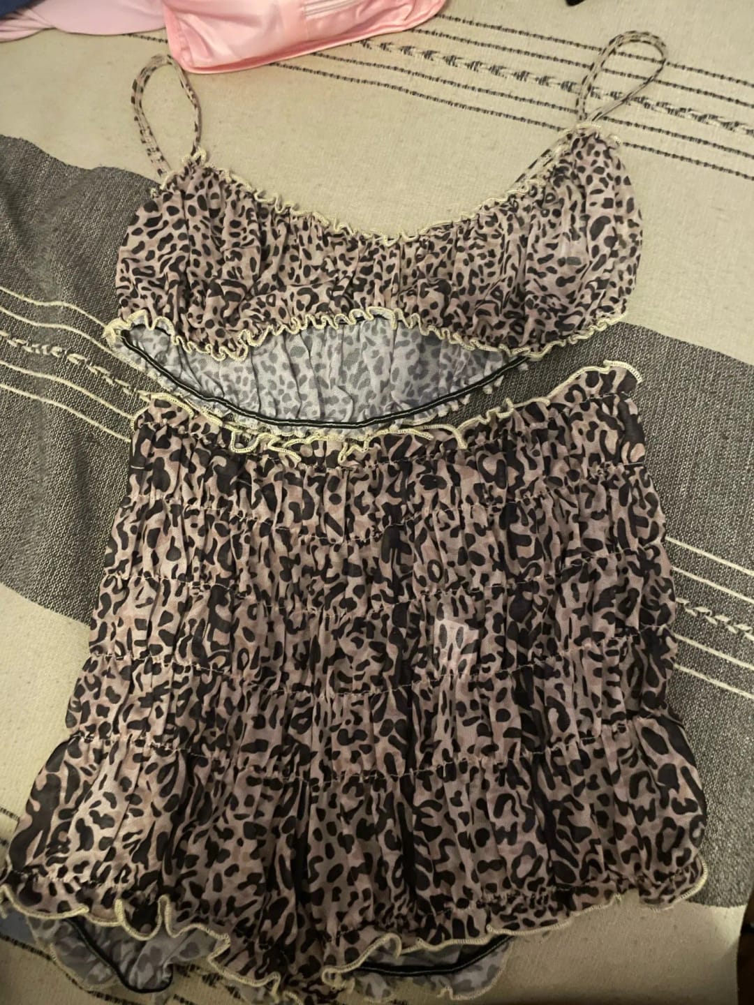 Customer photo review of Wild Leopard Print Ruffle Lingerie Set - Untamed & Playful